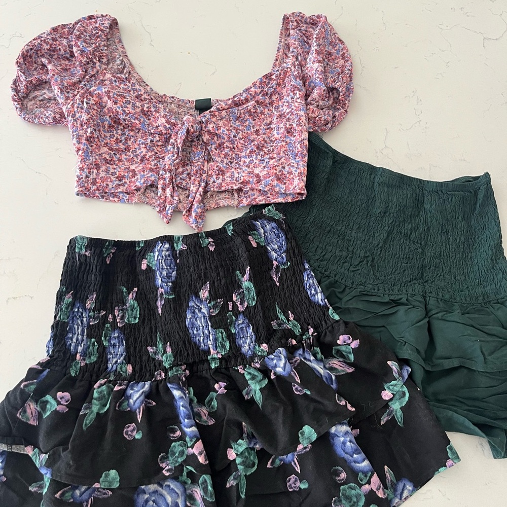 Crop Top and Skirt Bundle Set